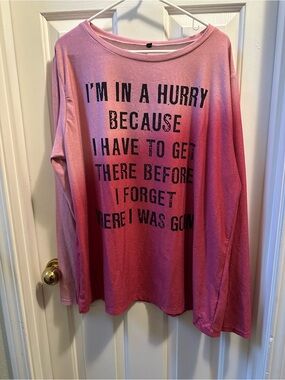 Pink Ombre Graphic Long Sleeve Top